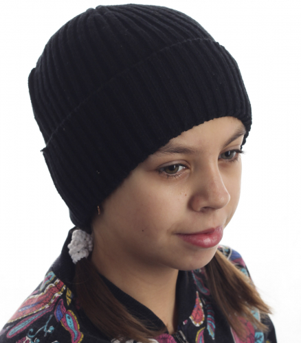 Универсальная детская шапка черного цвета - правильная модель для шустрых детей и заботливых родителей №1577 ОСТАТКИ СЛАДКИ!!!!