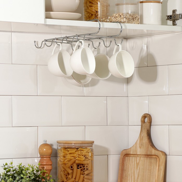 Держатель для кружек на 10 предметов Доляна, подвесной, 27,5×18×6,5 см ...