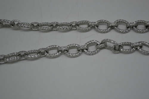 Цепочки родиевое покрытие крупное рефлёное плетение серебро 1 м