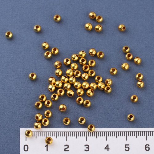 Разделитель шарик металлический родиевое покрытие 4 мм 50 шт золото