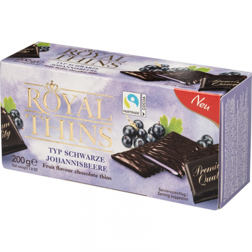 Шоколад Royal Thins со вкусом черной смородины, 200г 