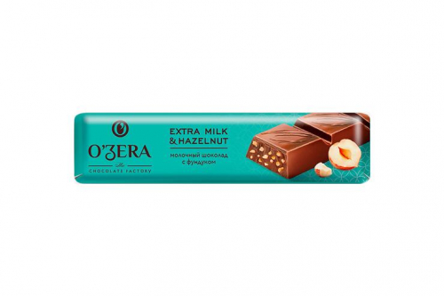 «O'Zera», шоколад молочный Extra milk & Hazelnut, 45 г (упаковка 30 шт)