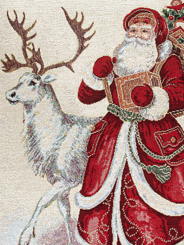 Дед Мороз и белый олень золотой люрекс Наволочка 45х45 см 0131