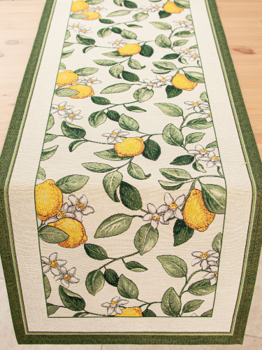 Лимоны Амальфи зеленый бордюр Салфетка 44х140 см 02567