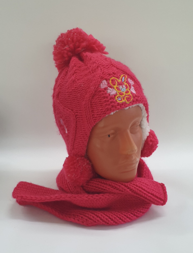 Комплект (шапка + шарф) 91-859, малиновый