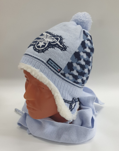 Комплект (шапка + шарф) 61-802, синий, голубой