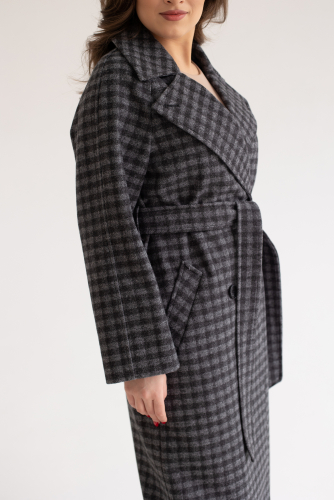 Пальто женское демисезонное 23110 (черно-серый)