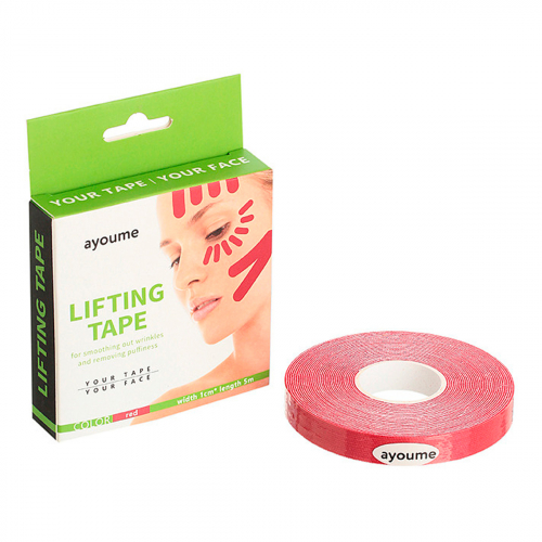 Тейп для лица Kinesiology tape roll, AYOUME (1 см*5 м, красный)