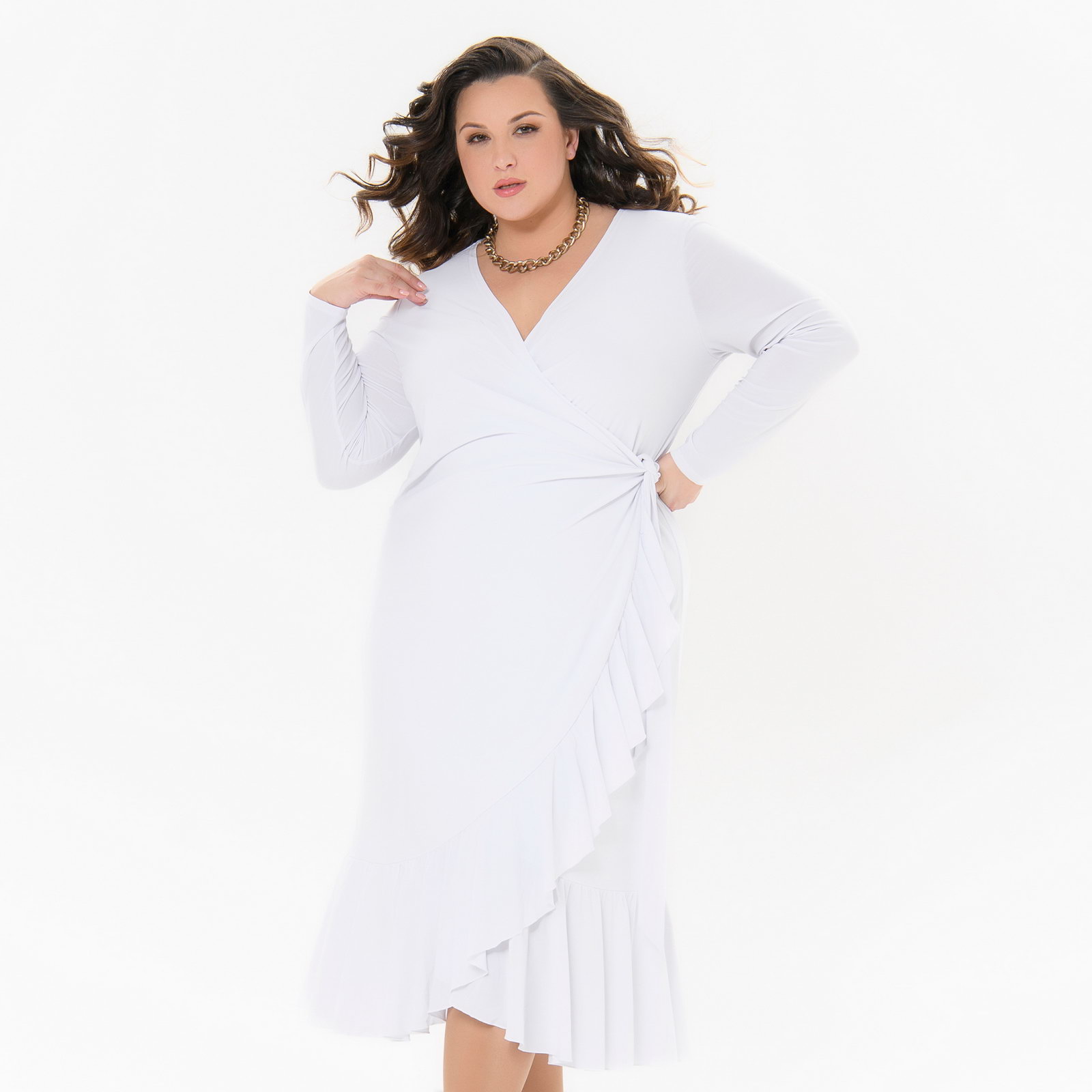 Платье с воланом из трикотажа -