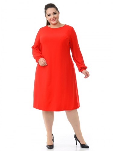 Платье А-силуэта из крепа с эластаном, красное