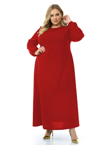 Платье длинное А-силуэта, из крепа с эластаном, красное