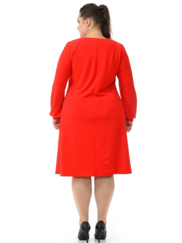 Платье А-силуэта из крепа с эластаном, красное