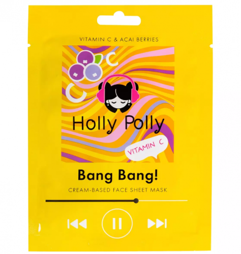 Тканевая маска для лица на кремовой основе Holly Polly Bang Bang! с Витамином С и Ягодами Асаи (Витаминная), 22 г