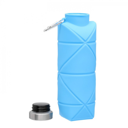 Силиконовая бутылка для воды 700 мл, 22 х 6.5 см, голубая