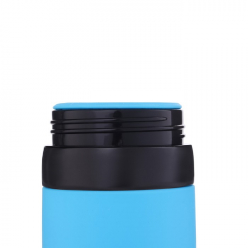 Силиконовая бутылка для воды 600 мл, синяя  6.5 х 27 см