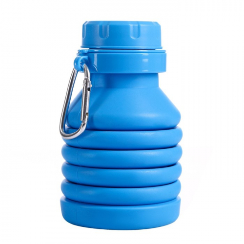 Силиконовая бутылка для воды 450 мл,  7 х 21.3 , синяя