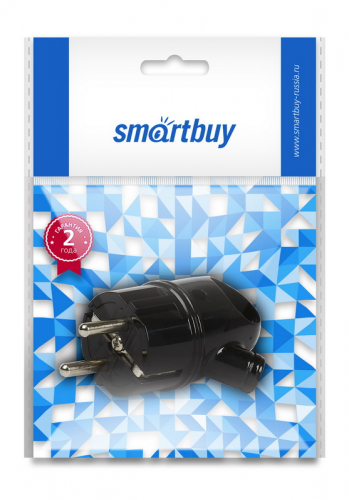 Вилка Smartbuy с кольцом с заземлением черная 16А 250В (SBE-16-P03-b)