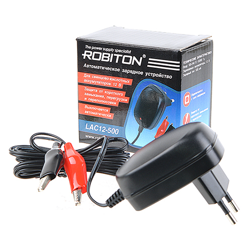 Robiton LAC12-500 (12v-500mA, автомат) для свинцово-кислотных аккумуляторов и аккум.фонарей
