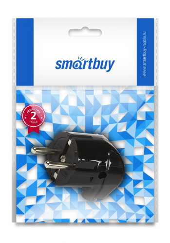 Вилка Smartbuy угловая с заземлением черная 16А 250В (SBE-16-P02-b)