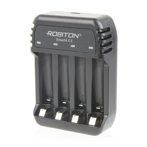 Зарядное устройство Robiton Smart4 C3 (1-4акк. Ni-Cd, Ni-Mh, Ni-Zn AAA, AA, питание от USB)