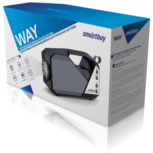 Колонка SmartBuy Way черная bluetooth, 5W, MP3, FM, фонарь (SBS-5020)