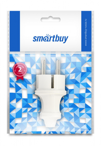 Вилка Smartbuy прямая с заземлением белая 16А 250В (SBE-16-P01-w)