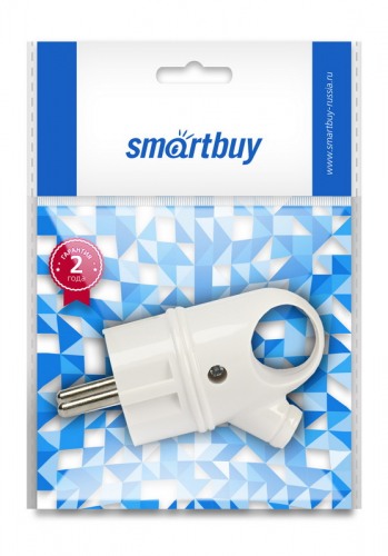 Вилка Smartbuy с кольцом с заземлением белая 16А 250В (SBE-16-P03-w)