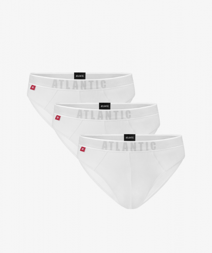 Мужские трусы слипы спорт Atlantic, набор 3 шт., хлопок, белые, 3MP-094