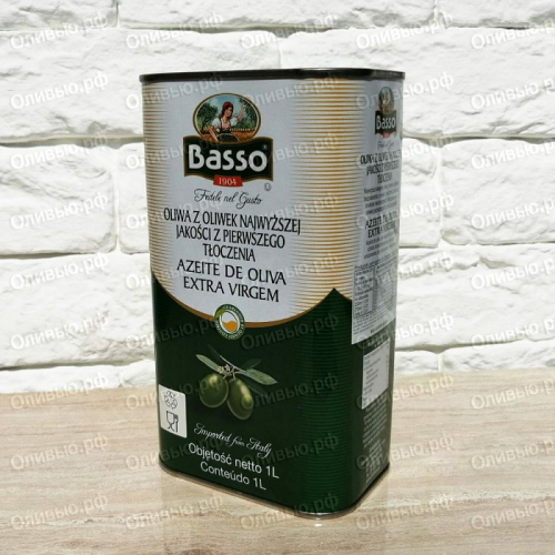 Масло оливковое EXTRA VIRGIN Basso 1 л ж/б