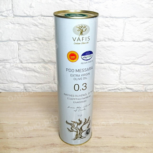 Масло оливковое EXTRA VIRGIN PDO Messara 0,3% Vafis 500 мл ж/б