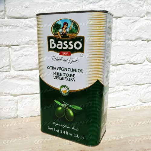 Масло оливковое EXTRA VIRGIN Basso 3 л