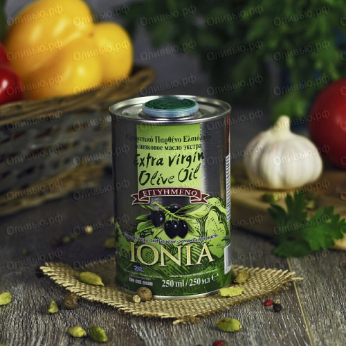 Масло оливковое EXTRA VIRGIN Ionia 250 мл ж/б круглая