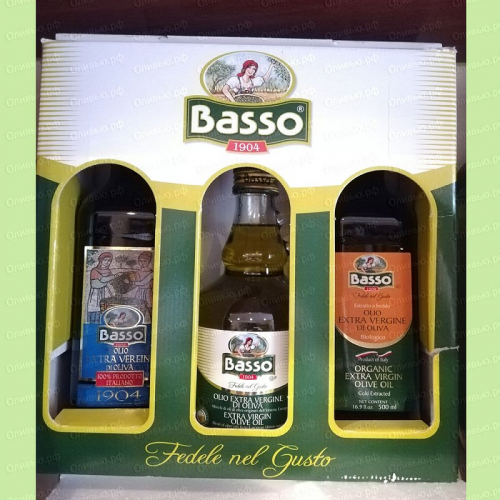 Набор оливковых масел EXTRA VIRGIN Basso 3*500 мл Gift Box зеленый
