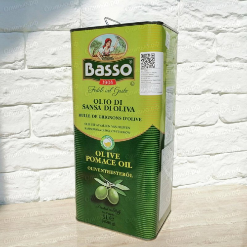 Масло оливковое рафинированное Pomace Olive Oil Basso 5 л