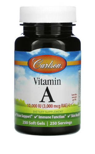 Carlson, Витамин A, 10 000 МЕ, 250 мягких таблеток