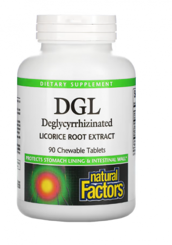 Natural Factors, DGL, глицирризинат экстракта из корня солодки, 90 жевательных таблеток