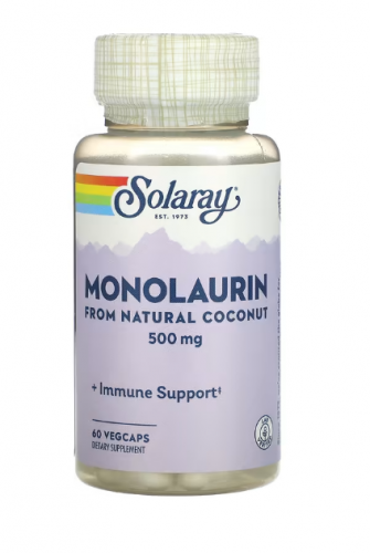 Solaray, монолаурин, 500 мг, 60 вегетарианских капсул
