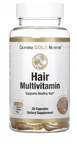 California Gold Nutrition, мультивитамины для волос, 30 желатиновых капсул