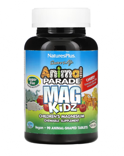 NaturesPlus, Animal Parade, MagKidz, магний для детей, натуральный вишневый вкус, 90 таблеток в форме животных
