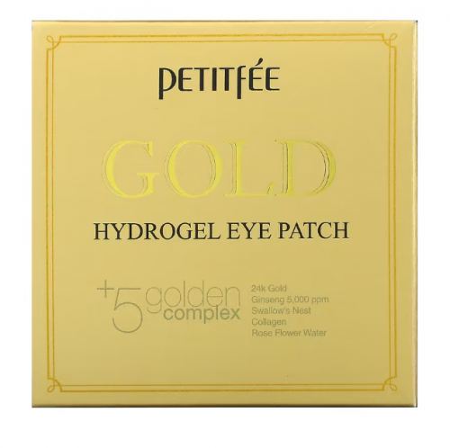 Petitfee, гидрогелевые патчи для глаз с золотом, 60 шт