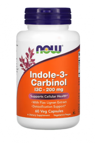 NOW Foods, индол 3-карбинол, 200 мг, 60 растительных капсул