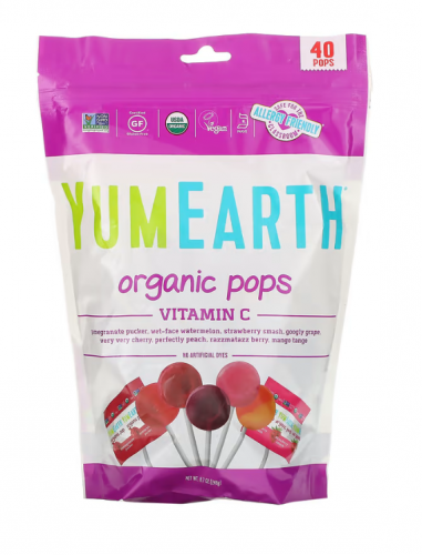 YumEarth, органические леденцы, витамин C, ассорти, 40 леденцов, 241 г (8,5 унции)
