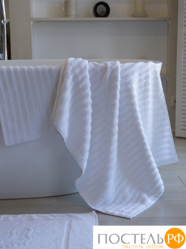 Набор махровых полотенец (50х90 см+70х140 см) Eleganta Wave 450 г/м2, 1001 белый