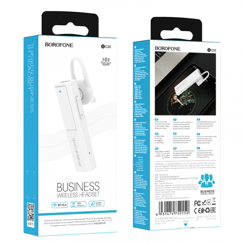 Мобильная Bluetooth-моногарнитура Borofone BC30 белая