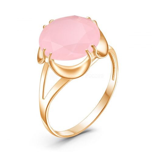 Кольцо из золочёного серебра с плавленым розовым кварцем