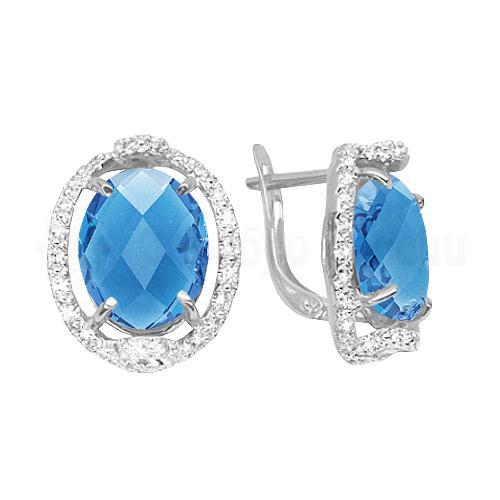 Серьги из серебра с кварцем и фианитами родированные 925 пробы вс-1460