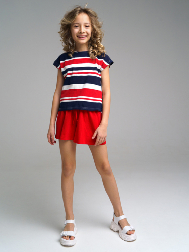  1090 р1353 р    Комплект трикотажный для девочек: фуфайка (футболка), шорты