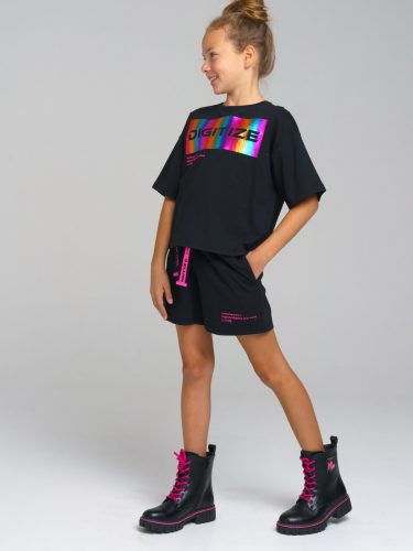  1063 р1467 р   Комплект трикотажный для девочек: фуфайка (футболка), шорты