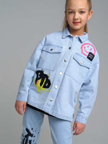  1722 р2595 р    Куртка текстильная джинсовая для девочек