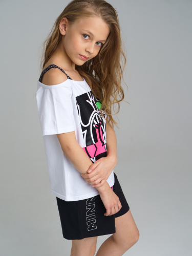  1011 р1579 р   Комплект трикотажный для девочек: фуфайка (футболка), шорты